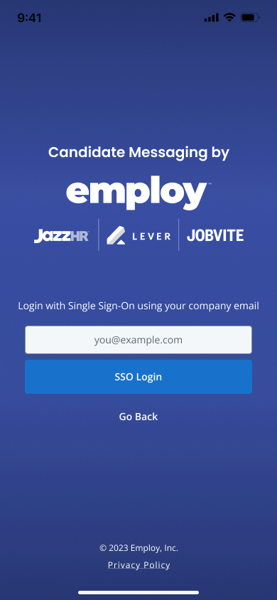 Splash Page for the Intelligent Messaging in-app widget.