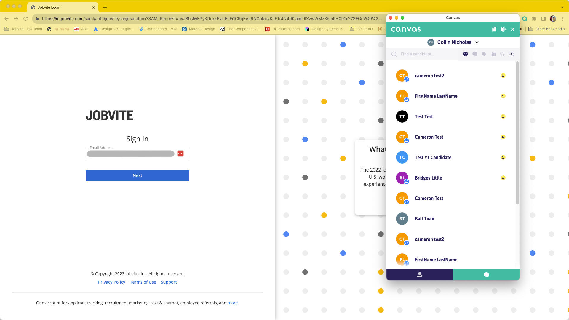 This is the candidate's list, with smiley faces denoting that the candidates are new to the system.