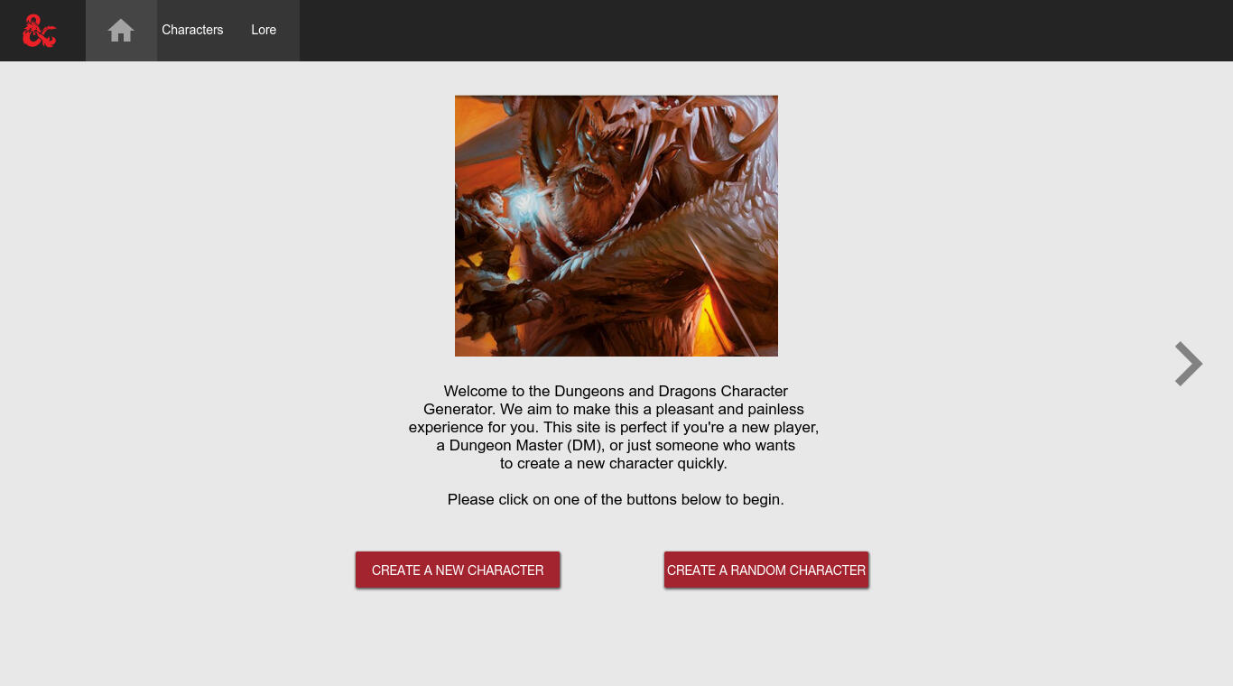 Screenshot of the landing page.