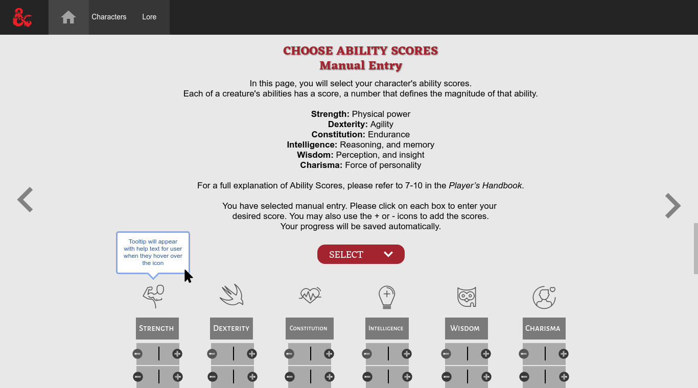 Screenshot of the manual entry page.