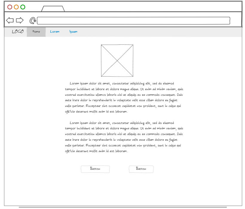Low fi wireframe for the landing page of the app.