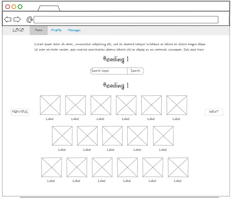 Low fi wireframe for the race selection page.