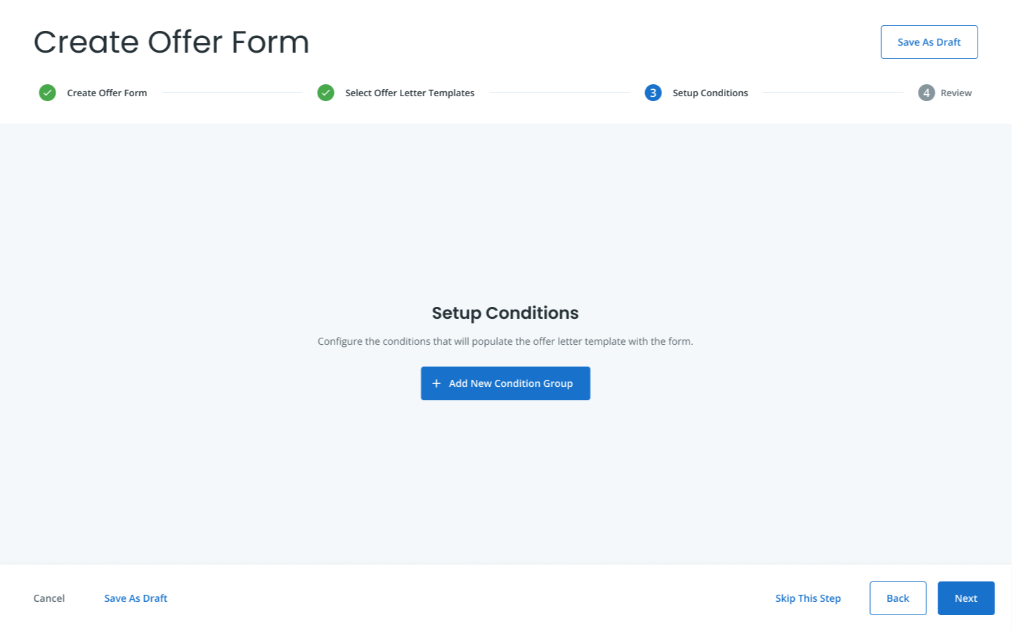 Empty state - landing page